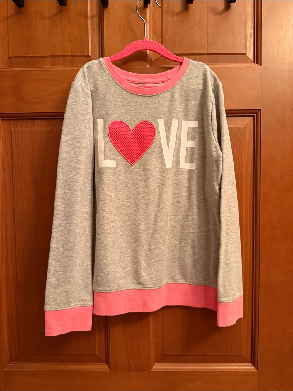 Cat & Jack Gray Sweatshirt with Pink Heart 'LOVE'